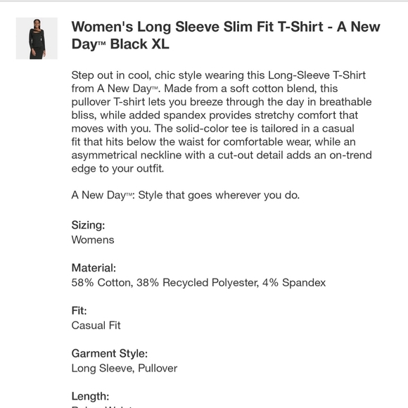 A New Day Brand New Cut Out Top. Black. NWT. - Picture 7 of 8